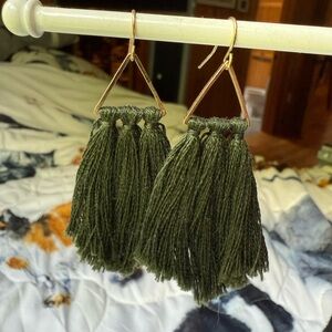 Elegant Green Tassel Earrings